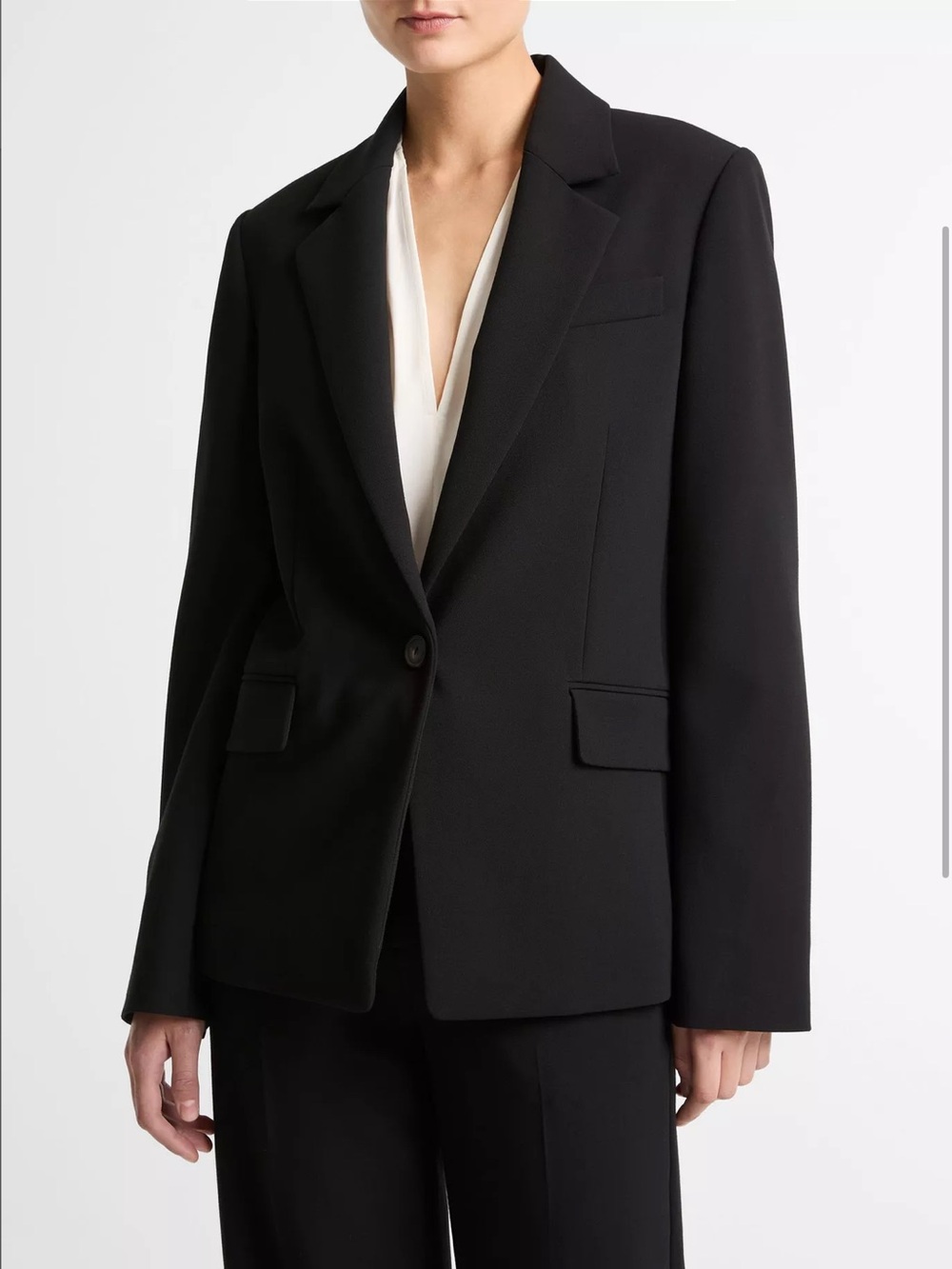 Vince $628 Soft Sculpture Single-Breasted Blazer in black